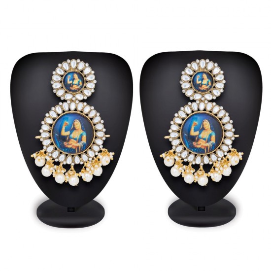 Golden Stone & Pearl  Earrings
