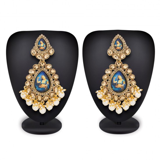 Golden Stone & Pearl Earrings