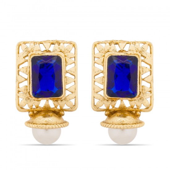 Stones Blue & Golden Earrings