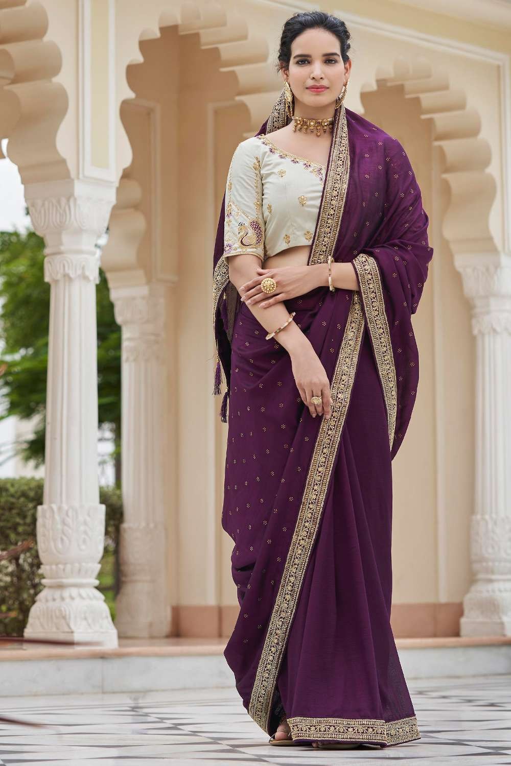 Exclusive Purple Modal Silk Saree with Tissue Pallu – Sujatra