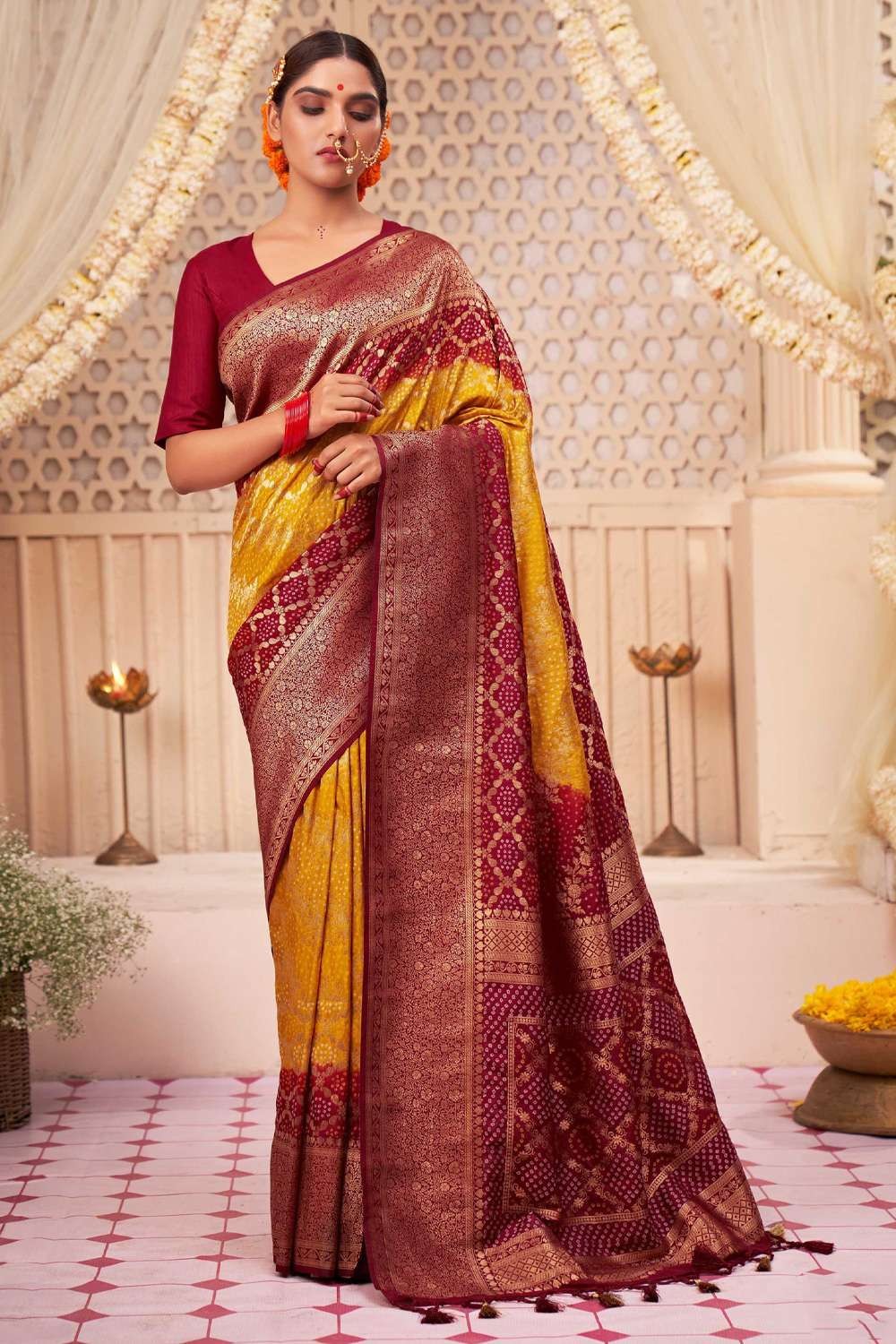 Yellow Weaving Saree in Raw silk - SR23248