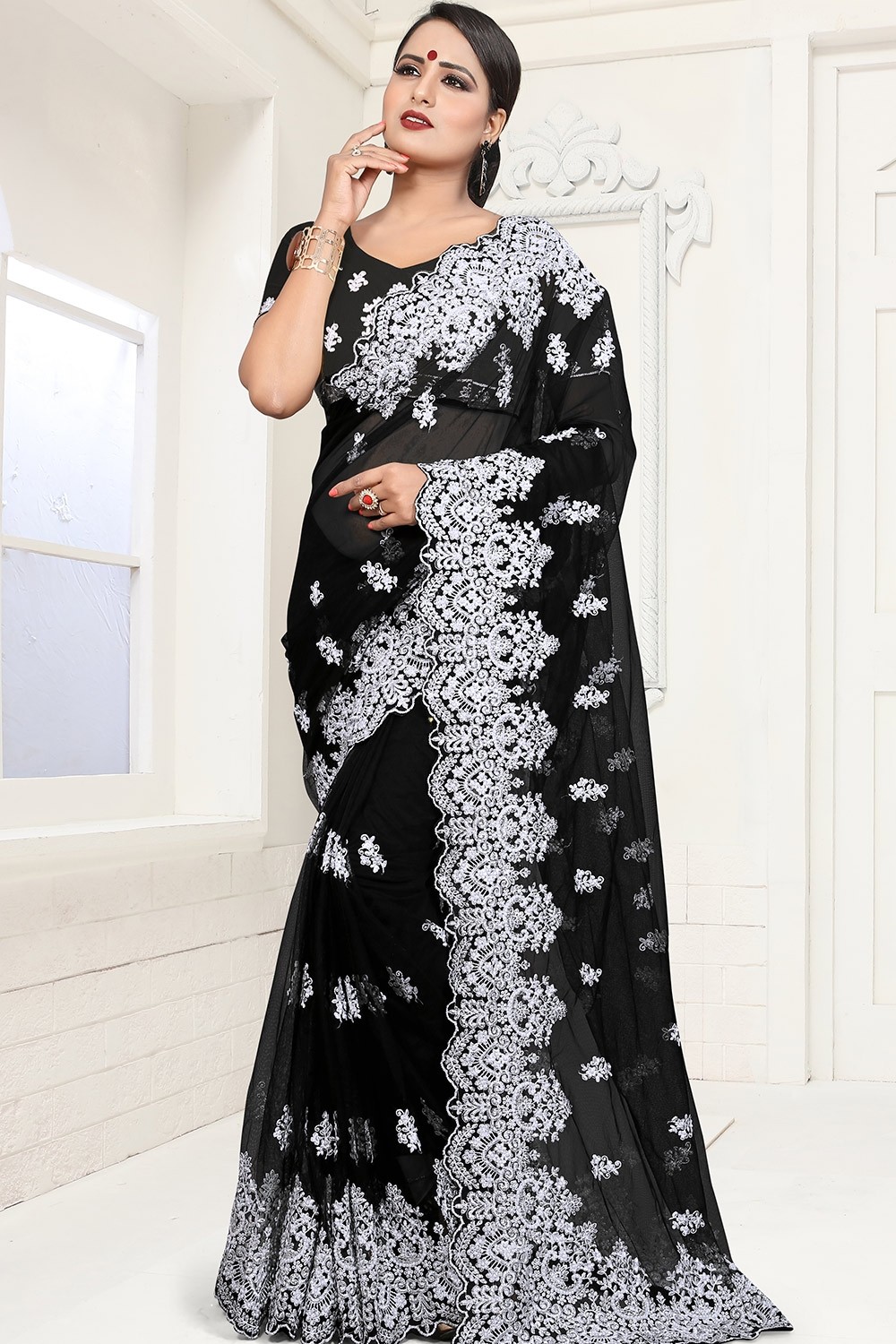 Elegant Black Net saree - sr14133