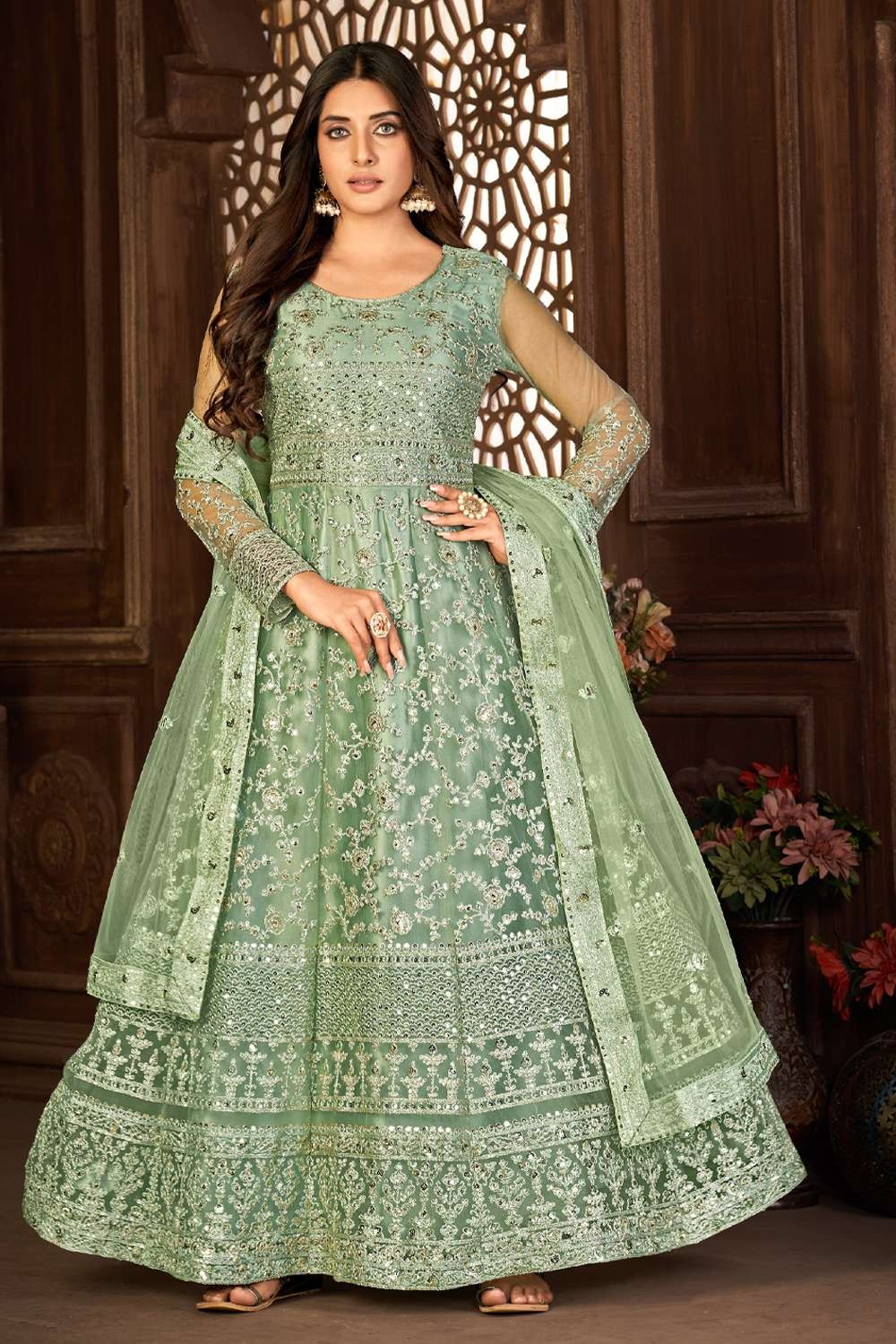 Georgette Embroidery - Anarkali Salwar Kameez - Indian Dress - C1030D |  Fabricoz USA
