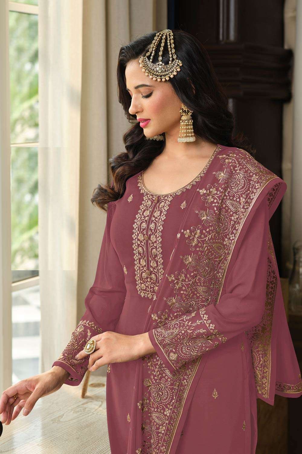 Bollywood Pink and Majenta color Georgette fabric Salwar Kameez : 1622985