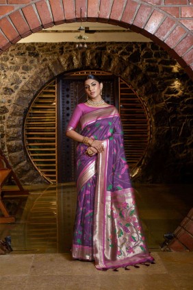 Lowest price  $12 - $24 - Violet Ready Pleated Saree and Violet