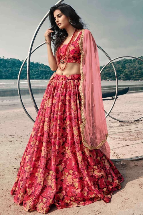 Buy Stylish Green Poly Silk Printed Lehenga Choli Set For Women Online In  India At Discounted Prices