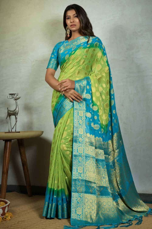 Parrot Green Color with black and grey Designer Blouse with Saree 👉Product  Number:NRNS-MDR8810 | Saree designs, Party wear sarees, Wedding saree indian