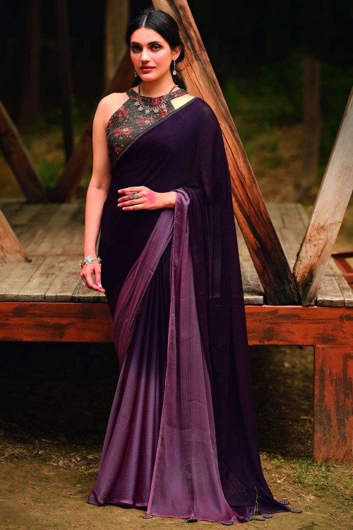drape pre-stiched metallic saree - handwork pearl crsytal blouse-black –  Puneetkapoorlabel