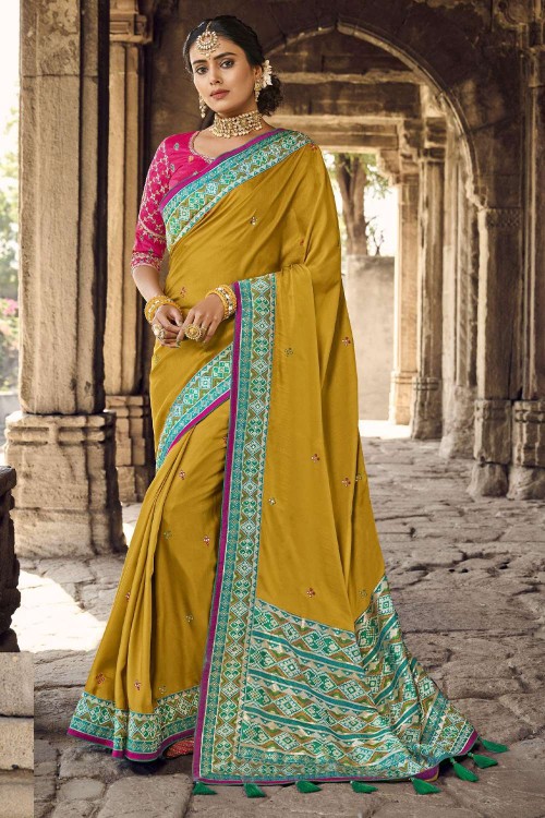 acu5796 1 banarasi silk banarasi saree with lace border in mehndi sr22547 2