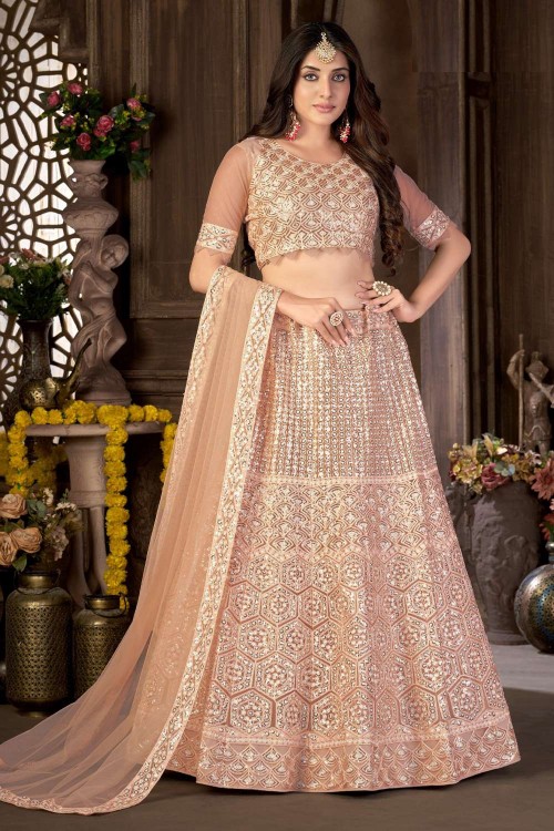 Net Stitched Womens Trendy Peach Lehenga Choli, Size: Free Size at Rs 1950  in Meerut