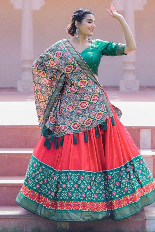 Printed Silk Multicolor Wedding Lehenga Choli with Dupatta - LC6978