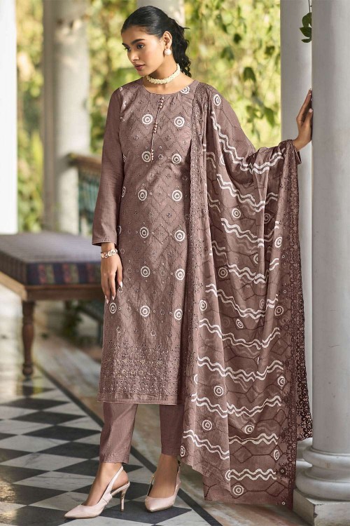 Brown Salwar Suit: Brown Salwar Kameez - Sareeka