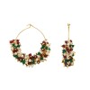 Beads Green,Maroon,Golden & White Earrings