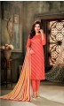 Coral Chanderi and cotton Churidar Suit