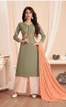 Green Cotton and satin Palazzo Suit