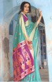 Aqua color Silk Handloom South Indian Saree