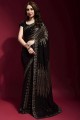 Embroidered Georgette Golden Party Wear Saree with Blouse