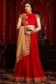 Georgette Embroidered Saree in Red