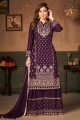 Purple Sharara Suit in Embroidered Faux georgette