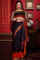 Embroidered Crepe Black Saree with Blouse