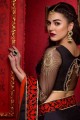 Embroidered Crepe Black Saree with Blouse