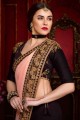 Embroidered Georgette Saree Blouse in Black