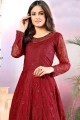 Red color Net Anarkali Suit