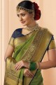 Alluring Green Silk and tissue saree