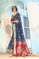Blue color Silk Handloom South Indian Saree