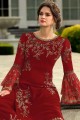 Red color Georgette Palazzo Suit