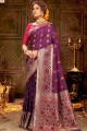 Purple color Soft Banarasi Silk South Indian Saree