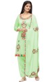Green color Chanderi Cotton Patiala Suit