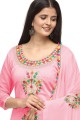Pink color Chanderi Cotton Patiala Suit