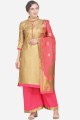 Latest Ethnic Gold color Jacquard Palazzo Suit