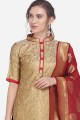 Alluring Gold color Jacquard Palazzo Suit