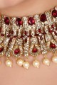 Maroon Stones pearls Necklace