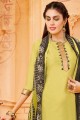 Printed Cotton Green Patiala Suit with Dupatta