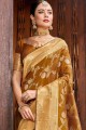 Appealing Copper golden Silk saree