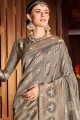Appealing Grey Silk saree