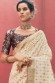 Gorgeous Cream Art silk saree