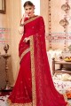 Elegant Indian Red Georgette saree