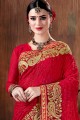 Red Georgette  Party Wear Saree