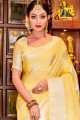 Designer Yellow Linen Saree