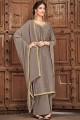 Latest Grey Cotton and silk Palazzo Suit