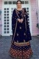 Navy blue Georgette and satin Sharara Suit