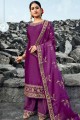 Purple Georgette and satin Palazzo Suit