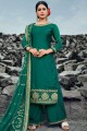 Green Georgette and satin Palazzo Suit
