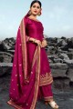 Rani pink Georgette and satin Palazzo Suit