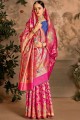 Rani pink Art silk Party Wear Saree