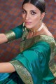 Excellent Rama green Silk Saree